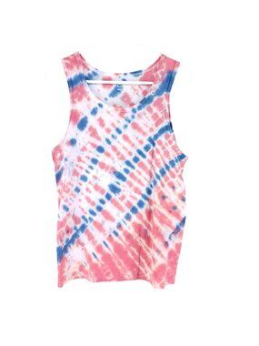 Tye Dye Tank Top Womens Size Small Red White Blue